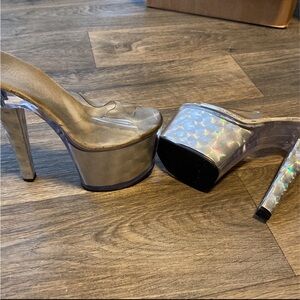 Pleasers Silver Holographic Platform High Heels Size 8